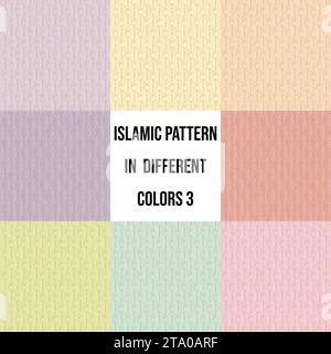 Islamic Star Pattern. Modello marocchino. Ornamento in oro su sfondo di colore diverso. Motivo arabo senza cuciture a reticolo geometrico. Carta da imballaggio. Illustrazione Vettoriale