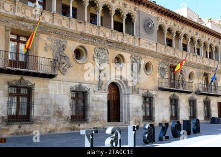 Città di Tarazona, Municipio (Rinascimento 16th ° secolo). Zaragoza, Aragón, Spagna. Foto Stock