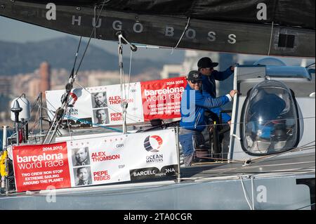 Hugo Boss prima dell'inizio della circumnavigazione velica in duo Barcelona World Race 2014-2015 a Barcellona, spagna, il 31 dicembre 2014 - foto Olivier Blanchet / DPPI Foto Stock