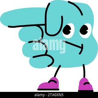 Mano gesto del personaggio dei cartoni animati, puntando il dito Illustrazione Vettoriale