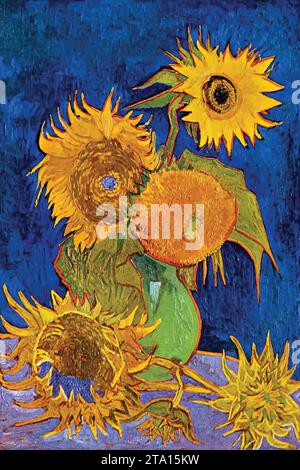 Sei girasoli, 1888 (olio su tela) dell'artista Gogh, Vincent van (1853-90) / olandese Illustrazione Vettoriale