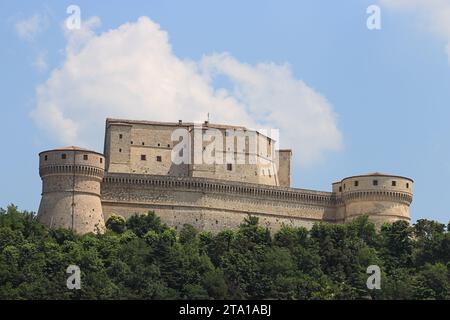 Rocca di San Leo, la prigione di alchimista Cagliostro in Romagna, Italia Foto Stock