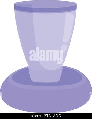 Icona Violet PET drinker vettore di cartone animato. Riporre la custodia felina. Creatura spaziale dello zoo Illustrazione Vettoriale