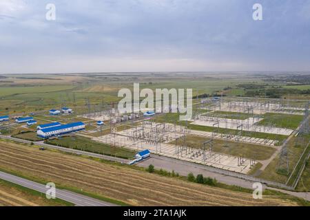 Vista aerea della centrale elettrica. Foto Stock