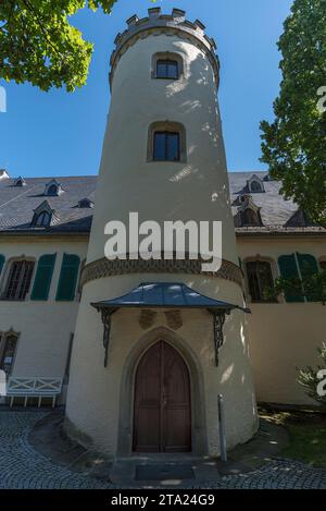 Torre del Castello di Rosenau, Rosenau 1, Roedental, alta Franconia, Baviera, Germania Foto Stock