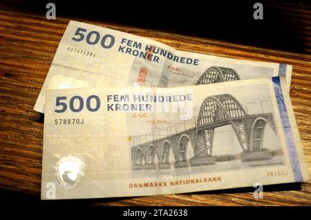 Copenhagen, Danimarca /28 novembre 2023/. Banconota in corone danesi nella capitale danese. Foto.Francis Joseph Dean/Dean Pictures credito: Imago/Alamy Live News Foto Stock