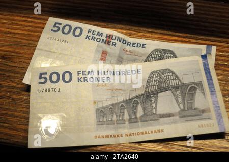 Copenhagen, Danimarca /28 novembre 2023/. Banconota in corone danesi nella capitale danese. Foto.Francis Joseph Dean/Dean Pictures credito: Imago/Alamy Live News Foto Stock