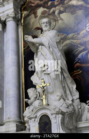 Particolare, l'altare dell'assunzione, la basilica di Santa Maria della salute, costruita nel XVII secolo, Canal grande, Venezia, Veneto, Italia Foto Stock