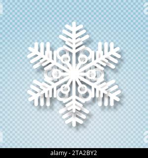 Un fiocco di neve bianco opaco su sfondo trasparente. Illustrazione Vettoriale