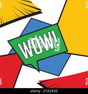 Pagina a fumetti colorata con effetto mezzitoni e chat a fumetti Vector Illustrazione Vettoriale