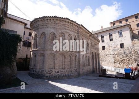 Toledo, Spagna - 17 marzo 23: Esterno dal retro della chiesa in stile mudejar, il Cristo della luce, ex moschea Bab al-Mardum a Toledo, Spa Foto Stock