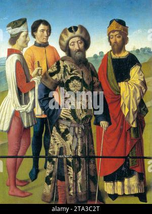 Martirio di Sant'Erasmo (dettaglio) c. 1458 di Dieric il Vecchio Bouts Foto Stock