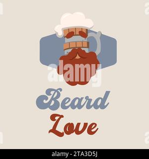 Personaggio da birra hipster con baffi modello per la festa del padre Vector Illustrazione Vettoriale