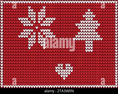 Felpa di fiocco di neve Love Ugly Christmas Greeting Card X-mas felice anno nuovo illustrazione vettoriale sfondo a maglia Illustrazione Vettoriale