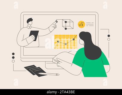 Illustrazione vettoriale astratta del concetto di tutoring matematico online. Illustrazione Vettoriale