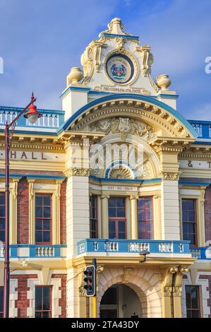 Facciata del teatro civico, Tay Street, Invercargill, Southland, South Island, nuova Zelanda Foto Stock