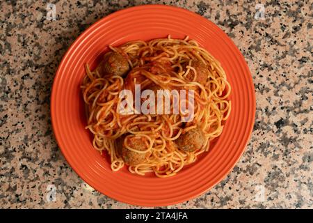 Spaghetti e polpette di carne Foto Stock