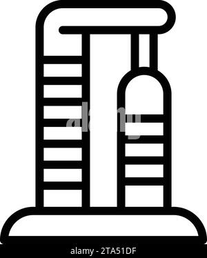 Icona con graffio a doppio legno per il contorno del vettore. Graffi sul palo felino. Attrezzo per la cura delle graffe verticali Illustrazione Vettoriale