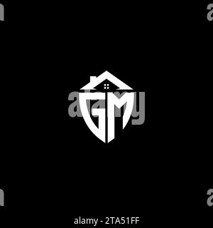 Monogramma con logo scudo premium con iniziali GM e modelli moderni Illustrazione Vettoriale