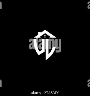 Monogramma con logo scudo Premium con iniziali UL e modelli moderni per la casa Illustrazione Vettoriale