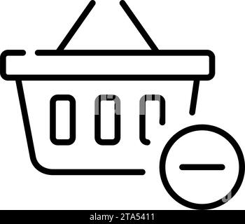 Rimuovi articolo dal carrello. Cestello e simbolo meno. Pixel Perfect, tratto modificabile Illustrazione Vettoriale