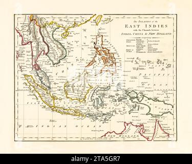 Vecchia mappa delle isole indonesiane. Di Manning, publ. A Philadelphia, 1814 Foto Stock