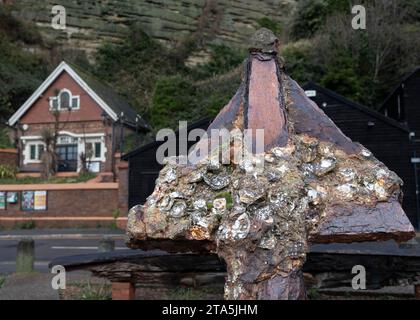 Dettaglio ravvicinato della testa di ancoraggio Foto Stock