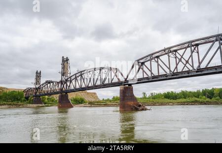 Fairview Bridge e Cartwright Tunnel, North Dakota, Stati Uniti Foto Stock