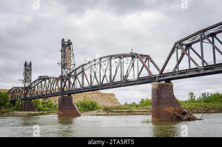 Fairview Bridge e Cartwright Tunnel, North Dakota, Stati Uniti Foto Stock