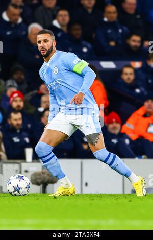 Manchester, Regno Unito. 29 novembre 2023. Kyle Walker del Manchester City durante la partita del Manchester City FC V RB Leipzig FC UEFA Champions League Round 1 Group G all'Etihad Stadium, Manchester, Inghilterra, Regno Unito il 28 novembre 2023 credito: Every Second Media/Alamy Live News Foto Stock