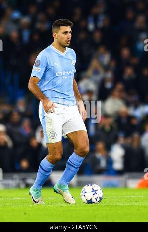 Manchester, Regno Unito. 29 novembre 2023. Rodri di Manchester City durante il Manchester City FC V RB Lipsia FC UEFA Champions League Round 1 partita del gruppo G all'Etihad Stadium, Manchester, Inghilterra, Regno Unito il 28 novembre 2023 credito: Every Second Media/Alamy Live News Foto Stock