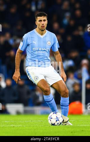 Manchester, Regno Unito. 29 novembre 2023. Rodri di Manchester City durante il Manchester City FC V RB Lipsia FC UEFA Champions League Round 1 partita del gruppo G all'Etihad Stadium, Manchester, Inghilterra, Regno Unito il 28 novembre 2023 credito: Every Second Media/Alamy Live News Foto Stock