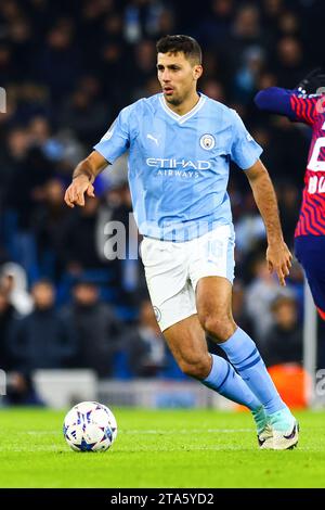 Manchester, Regno Unito. 29 novembre 2023. Rodri di Manchester City durante il Manchester City FC V RB Lipsia FC UEFA Champions League Round 1 partita del gruppo G all'Etihad Stadium, Manchester, Inghilterra, Regno Unito il 28 novembre 2023 credito: Every Second Media/Alamy Live News Foto Stock