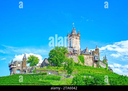 Cochem, simbolo del castello imperiale, in Renania-Palatinato, Germania Foto Stock