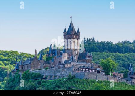 Cochem, simbolo del castello imperiale, in Renania-Palatinato, Germania Foto Stock