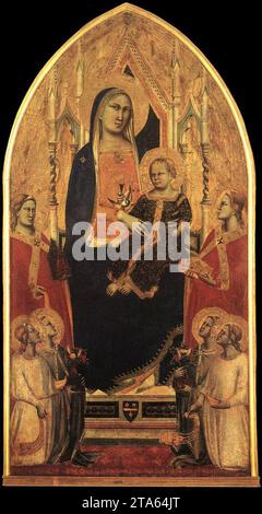 Madonna col bambino in trono con Angeli e Santi 1355 di Taddeo Gaddi Foto Stock