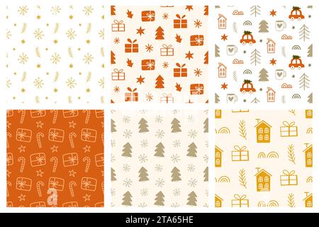 Set di motivi Vector Seamless natalizi Illustrazione Vettoriale