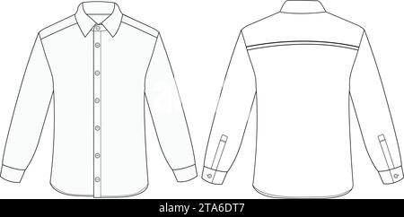 Uomo camicia pigiama maniche lunghe disegno piatto disegno vettoriale disegno mock-up Illustrazione Vettoriale