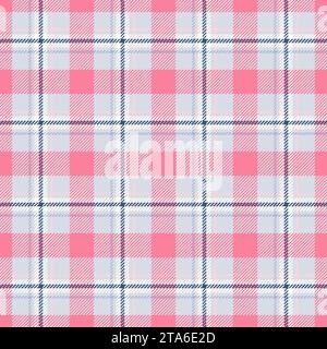 Controllare la ripetizione senza cuciture. Controlla il colore rosa a quadri. Design tartan ripetuto. Flanella scozzese ripetuta. Stampe in tessuto Madras. Reticolo di lana neutro Illustrazione Vettoriale