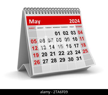 Maggio 2024 , si tratta di un'immagine generata dal computer con rendering 3D. Isolato su bianco. Foto Stock