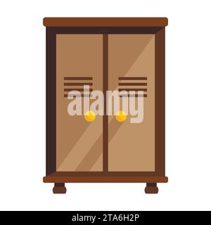 Armadio a muro con icona isolata su sfondo bianco. Armadio mobili in legno naturale. Armadietto per elementi interni della sala Illustrazione Vettoriale