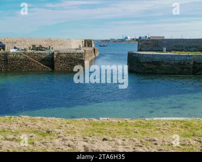 Fresgoe Harbour by Sandside Bay vicino al villaggio di Reay a Caithness, Scozia settentrionale Foto Stock