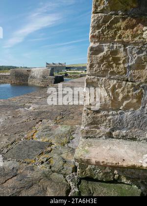 Fresgoe Harbour by Sandside Bay vicino al villaggio di Reay a Caithness, Scozia settentrionale Foto Stock