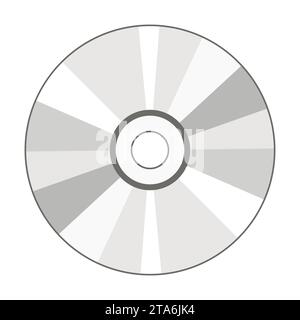 Icona del disco CD isolata su sfondo bianco, illustrazione vettoriale Illustrazione Vettoriale