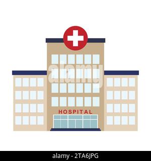 Icona dell'ospedale isolata su sfondo bianco, illustrazione vettoriale. Illustrazione Vettoriale