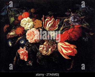 Festoon con fiori e frutta anni '1660 di Jan Davidsz. De Heem Foto Stock