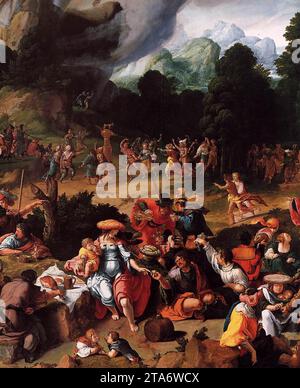 Worshipping of the Golden Calf (dettaglio) c. 1530 di Lucas Van Leyden Foto Stock