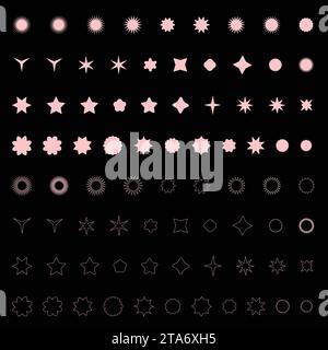 Set di badge rossi Starburst. Etichette vuote per il prezzo dell'offerta scontata, cartellino di vendita dell'offerta. Adesivi Starburst Price. Banner Star sale Sunburst Speech Bubbles. Illustrazione Vettoriale