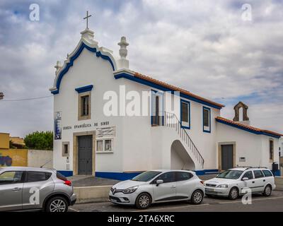 Chiesa nella città di Sines nella regione di Costa Azul in Portogallo Foto Stock