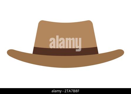 Icona cappello da cowboy in stile piatto isolato su sfondo bianco. Illustrazione vettoriale. Illustrazione Vettoriale